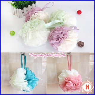 Bông tắm tròn cao cấp 2 màu pastel xinh xắn, lưới mềm mại { H }