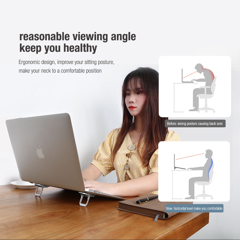 Mô tả Giá đỡ laptop 
NILLKIN sức mạnh tăng cường bằng hợp kim nhôm nhỏ gọn phù hợp với kích thước 14-17 inch - 4