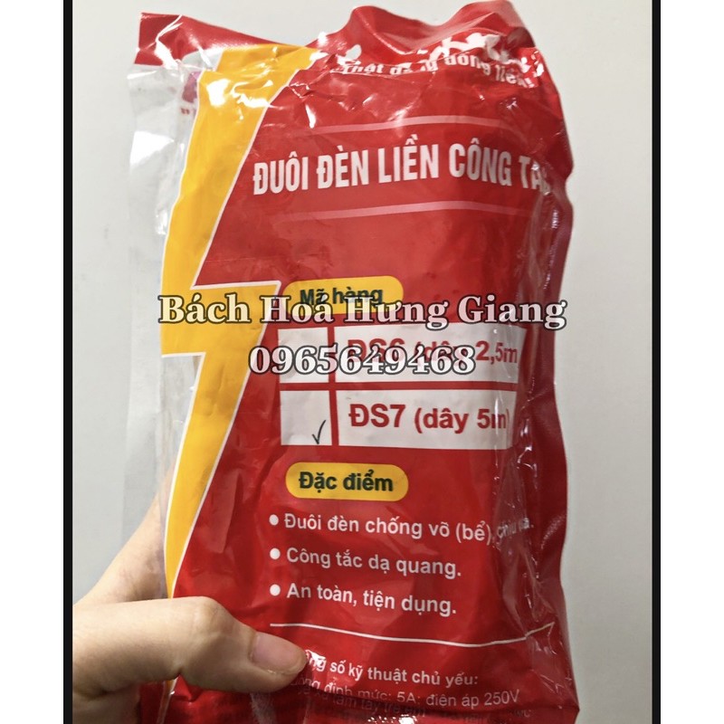 [CHÍNH HÃNG] Đui Đèn Liền Dây Kèm Công Tắc 2,5M 5M