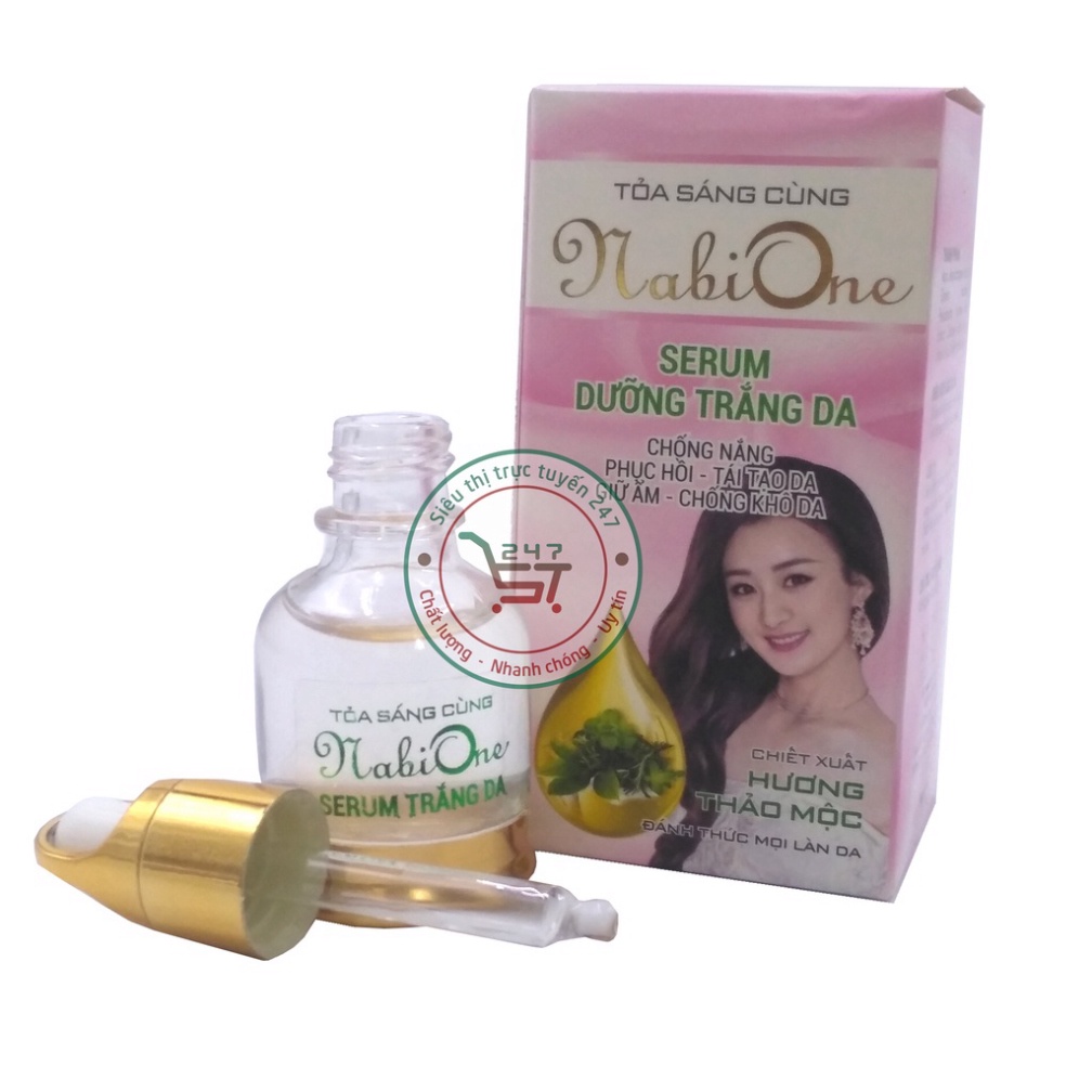 Serum dưỡng Trắng da mặt Giữ ẩm Phục hồi Tái tạo da hương Thảo Mộc Nabi One 25ml (Hồng-Trắng)