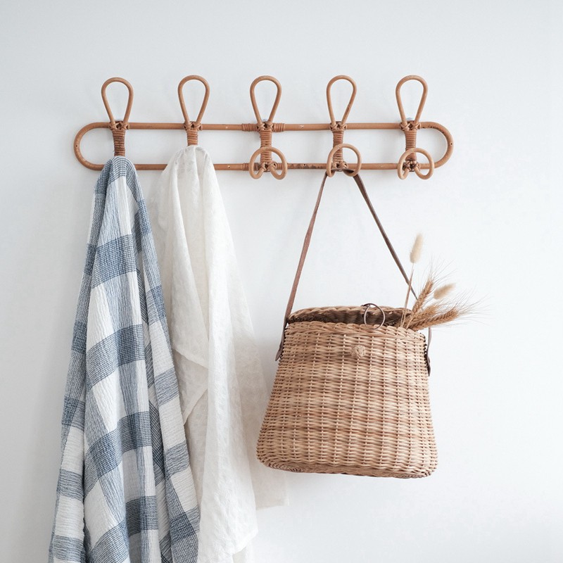 Lớn Vintage Mây Quần Áo Móc Treo Trẻ Em Quần Áo Tổ Chức Giá Mây Treo Tường Móc Quần Áo Mũ Treo Móc Trang Trí Phòng