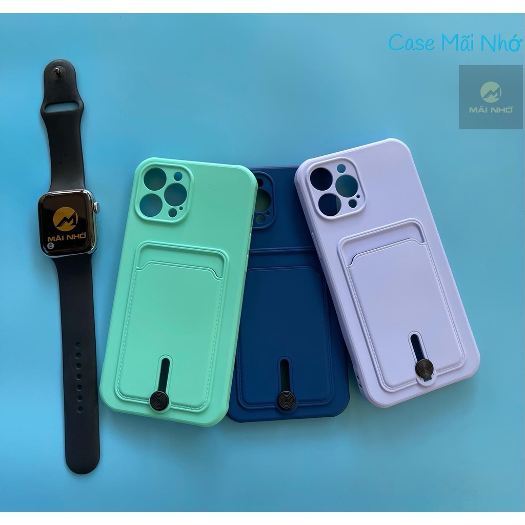 Ốp iphone tím có ngăn đựng thẻ: atm, căn cước, tiền...