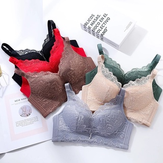 Bộ Áo Lót Nâng Ngực + Quần Lót Ren Mềm Mại Không Gọng Quyến Rũ Cho Nữ 32-38AB 34-40C