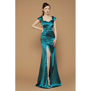 Đầm Dạ hội phi xếp ly chéo ngực cao cấp (đầm dự tiệc cao cấp)  tặng hoa tai thời trang TẶNG KÈM HOA TAI THỜI TRANG