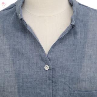 Áo sơ mi nữ tay dài mỏng bằng vải cotton lanh