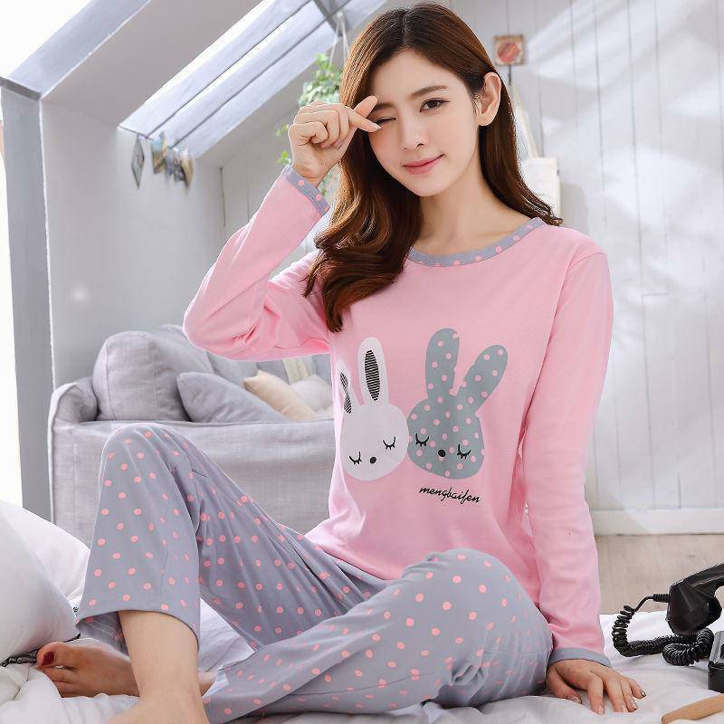 Bộ Đồ Ngủ Dài Tay Cho Nữ Vải Cotton Mặc Nhà Thun Cute Mềm Mịn Hoạt Hình  Kiểu Dáng Cực Xinh Xắn Dễ Thương- Cho Bé Mới Lớn | Shopee Việt Nam