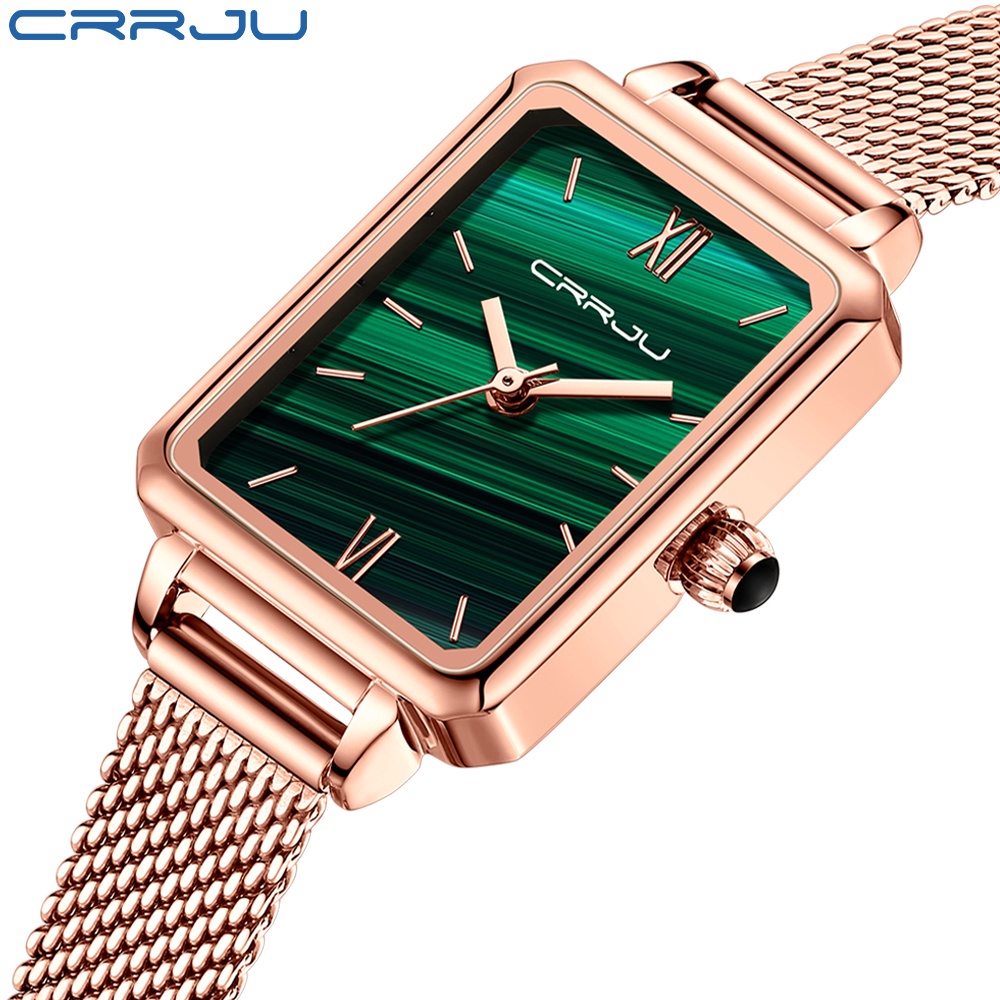Ảnh Đồng hồ quartz CRRJU 2173 X mặt vuông thời trang bằng thép không gỉ chịu nước 2