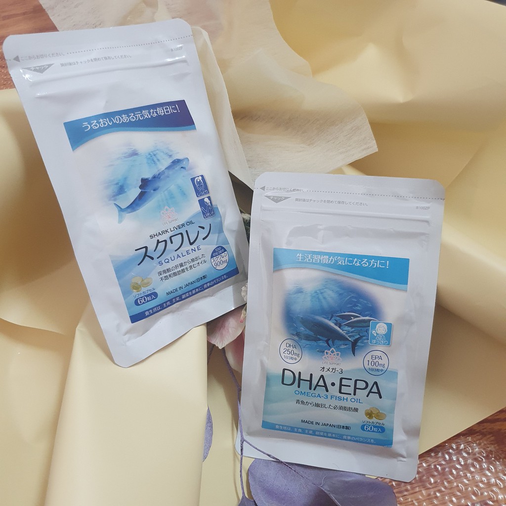 L.S SQUALENE + L.S OMEGA 3 DHA EPA Thực phẩm bảo vệ sức khoẻ 60 viên/gói Shopee