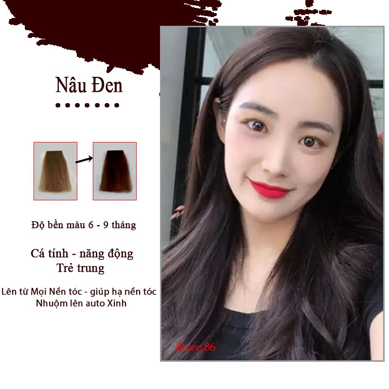 Thuốc nhuộm tóc Nâu Đen 100ml màu nhuộm lên màu chuẩn tone