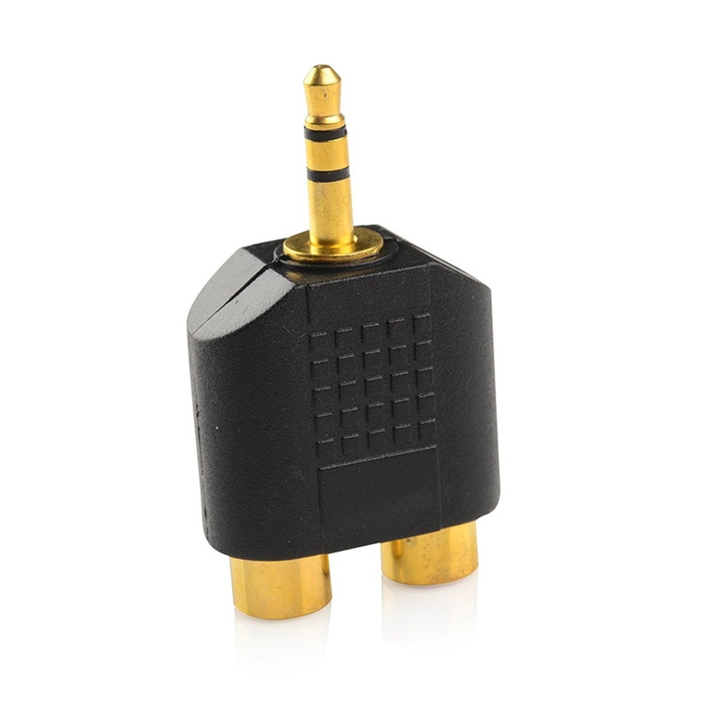Redbaiaa1 ABS mạ vàng 3 5mm cắm âm thanh nổi sang 2RCA Bộ chuyển đổi đầu nối nữ màu đỏ + trắng