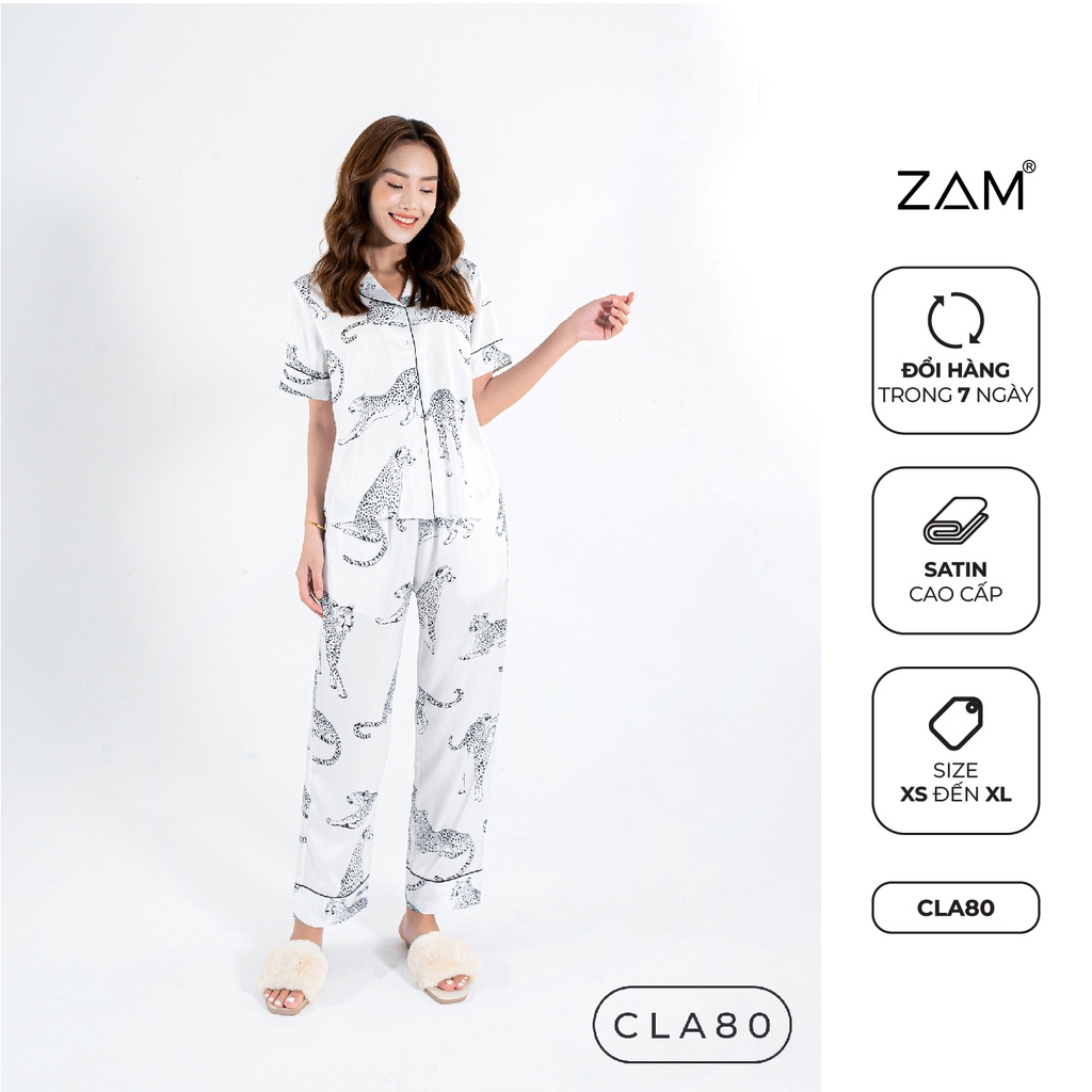 Bộ Pyjama ZAM Luxury - CLA80 - áo ngắn tay quần dài hoạ tiết