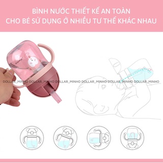 bình uống nước Dollar Minho  có van chống sặc, có tay cầm cho bé, an toàn