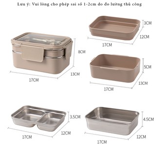 (kèm túi cách nhiệt) Hộp Đựng Cơm Văn Phòng giữ nhiệt 2 tầng 3 ngăn ruột inox 304 không rỉ cao cấp