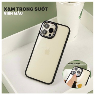 Ốp lưng X&M trong cứng viền dẻo màu cho iP 12promax/13/13pro/13promax/14/15/pro/promax