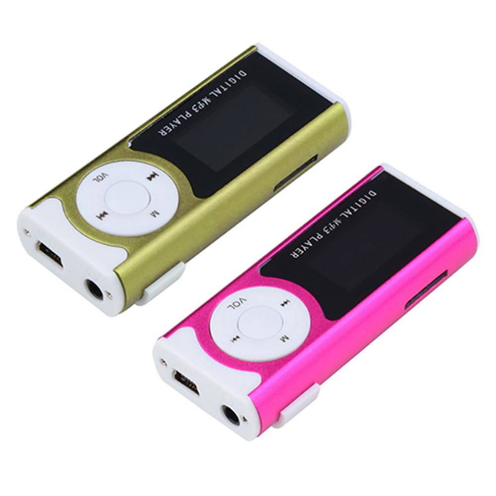 Máy nghe nhạc MP3 mini dạng kẹp màn hình LCD 1.3 inch hỗ trợ thẻ SD 16GB