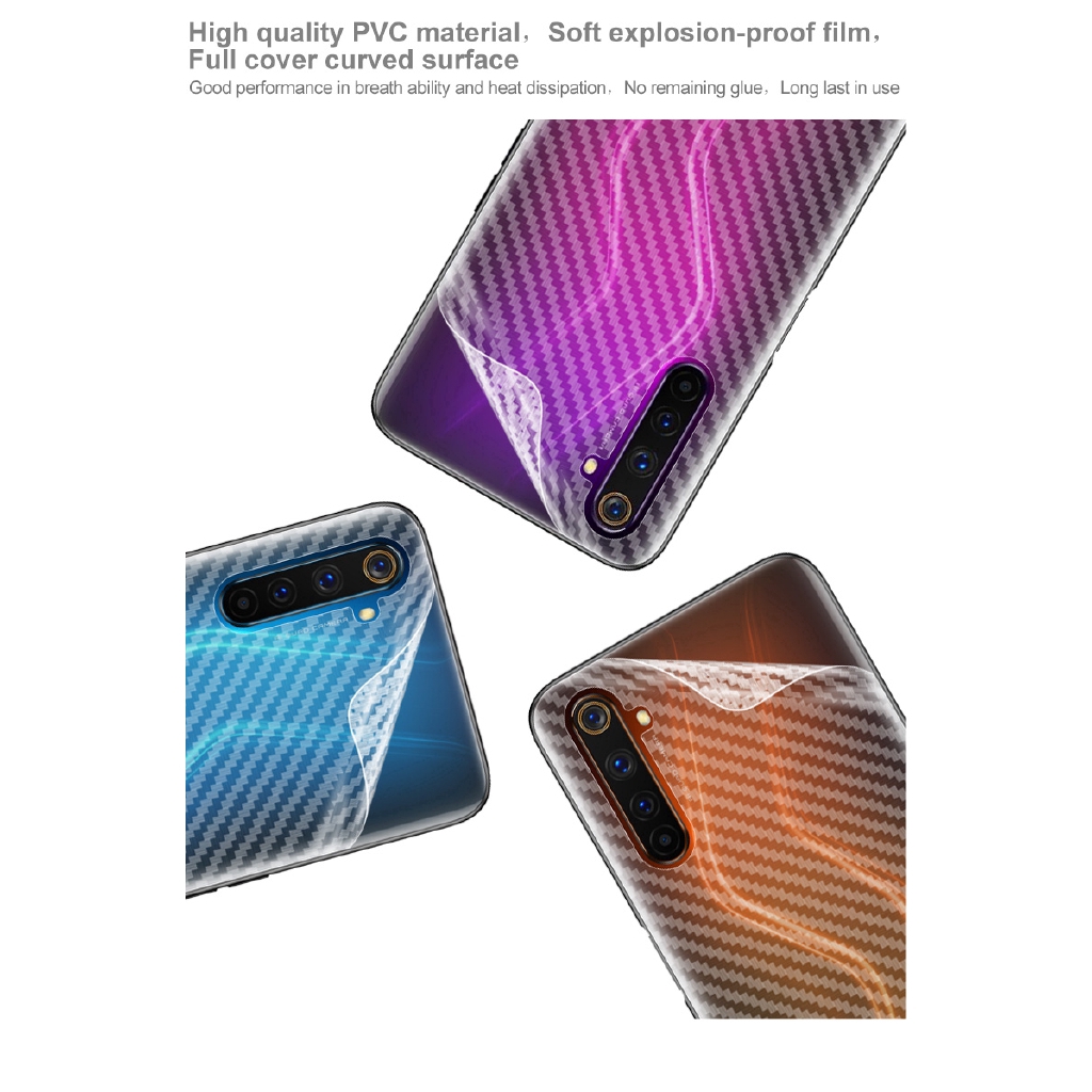 Oppo Realme 6 / Realme6 Pro Họa Tiết Sợi Carbon Mờ Mặt Sau Miếng Dán Phía Sau Phim Bảo Vệ Mềm Mờ