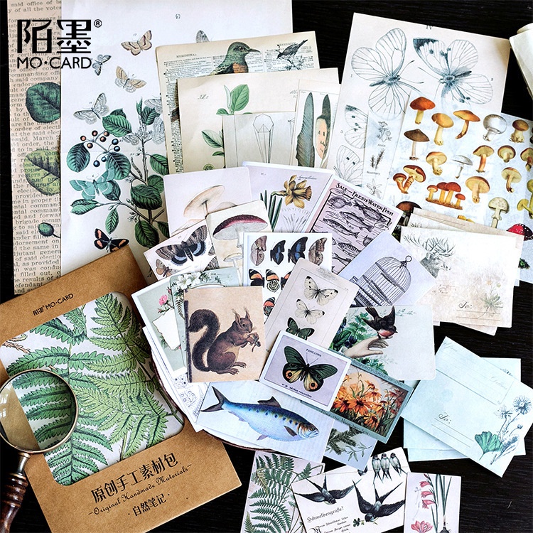 Sticker vintage và giấy nền retro set 36 tờ trang trí điện thoại sổ tay thẻ làm đồ DIY bullet journal HD102-K77