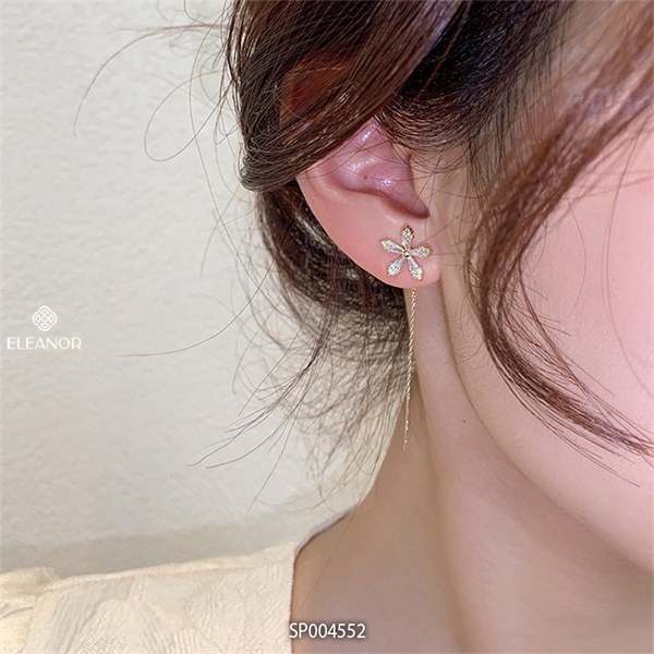 Bông tai nữ đính đá dáng thả Eleanor Accessories khuyên tai hình hoa phụ kiện trang sức 4552
