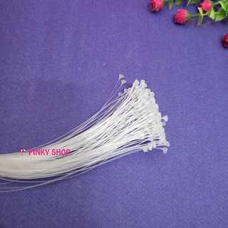 Dây nhựa treo nhãn mác, ti xỏ gắn tag quần áo, ty đạn cước màu trắng đầu nhọn bịch 500, 1000, 5000 sợi Pinky Shop