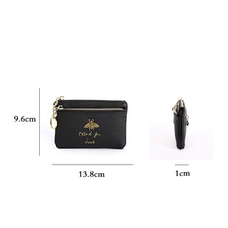 Ví Da Bò Mini Đựng Tiền Xu Gắn Móc Khóa Hình Con Ong Dễ Thương Cho Nữ