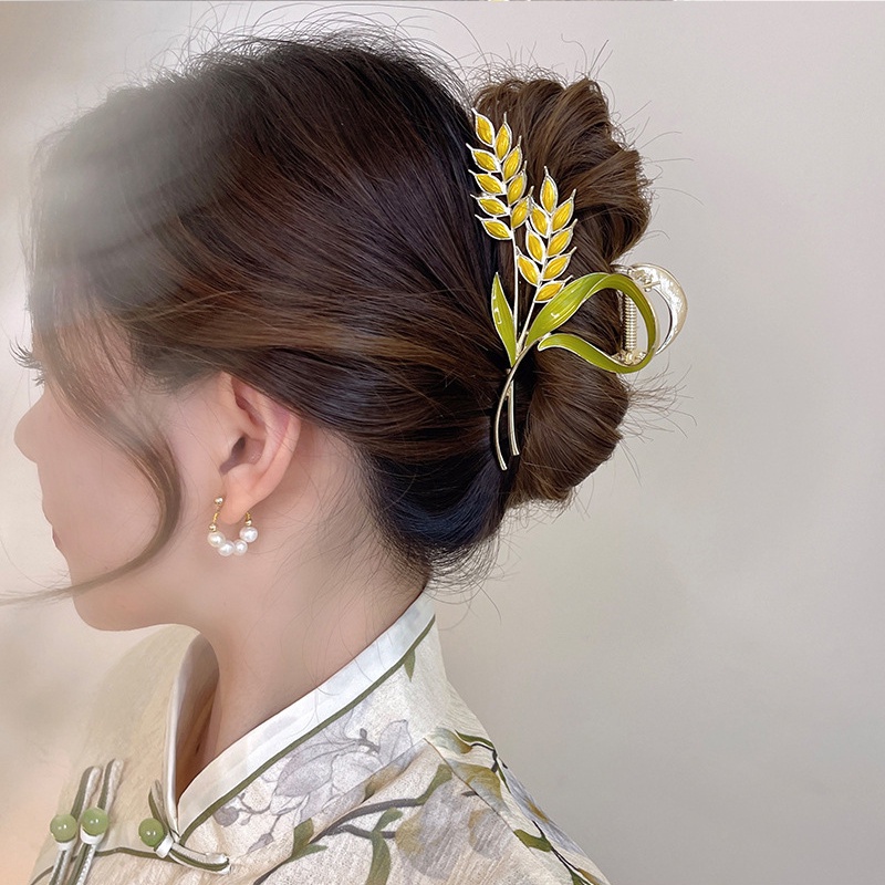 Kẹp Tóc Kim Loại Hình Bông Lúa Mì Phong Cách Retro Thời Trang Cao Cấp Làm Quà Tặng Sinh Nhật