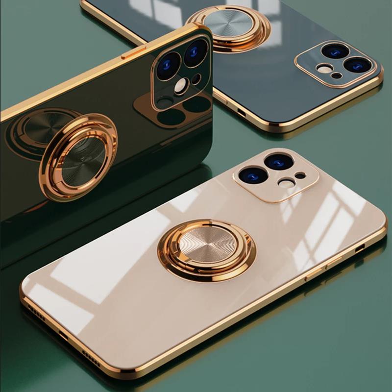 Ốp Điện Thoại Mềm Kẹo Vuông Cho iPhone 17 Pro Max 16 Nhẫn Đứng Silicon Chống Sốc 15 Pro MAX Cover