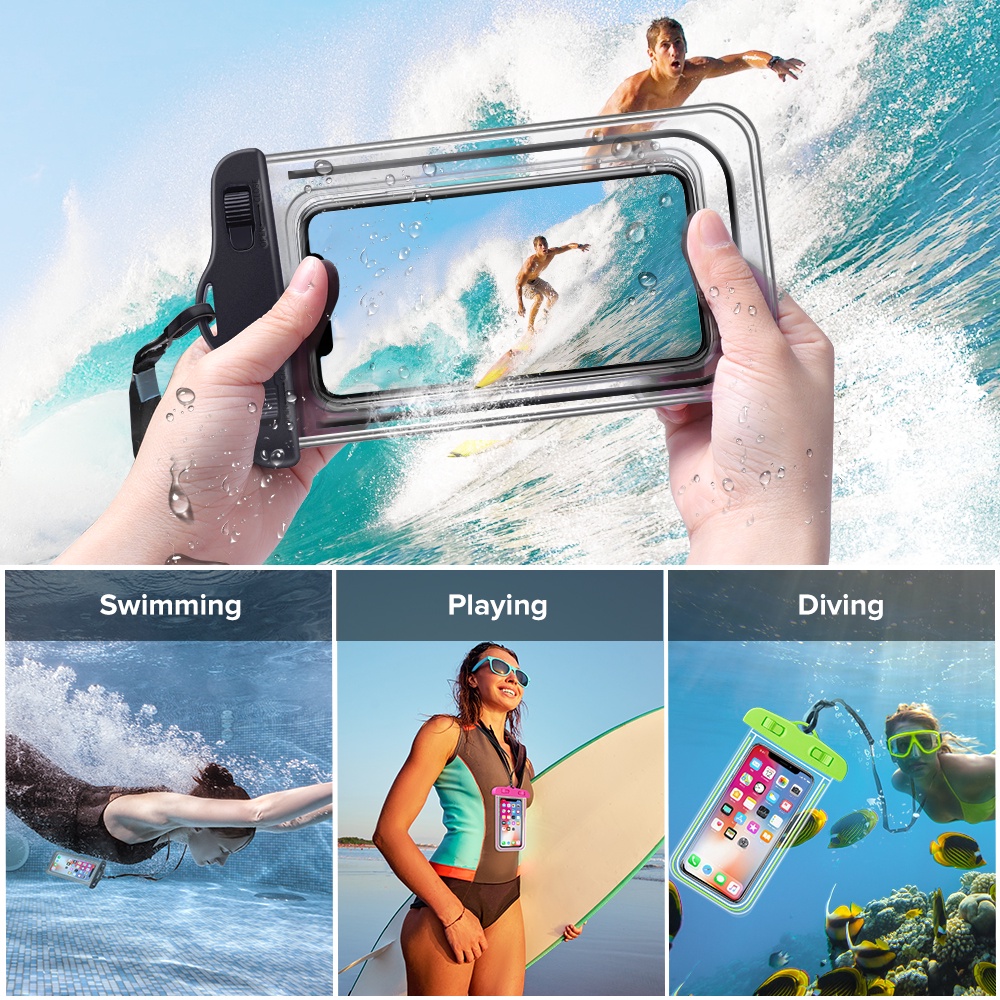 Ốp Lưng Chống Thấm Nước IP68 Tương Thích Cho IPhone 13 12 XS Max XR X 8 7 6 Poco X3 Cho Samsung S22 S21 Bao Da Túi Chống Nước Điện Thoại Di Động Túi Bảo Vệ