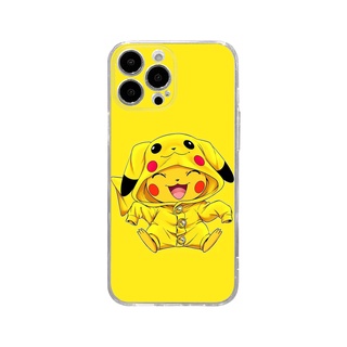 Ốp điện thoại trong suốt Pikachu màu vàng cho iPhone 16 15 14 13 12 11 Pro Promax 14Plus mini X XS XR XSMAX 6 6s 5 5S 6plus / 6splus 7 8 SE2020 7plus / 8Plus TPU Soft Cover QMZT
