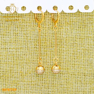 Bông Tai, Khuyên Tai Nữ Mặt Cầu Đính Đá Xi Mạ Vàng 24K Cao Cấp - Trang Sức Hava - HVBT39