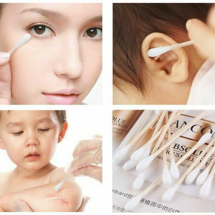 Hộp 500 tăm bông ngoáy tai 2 đầu kháng khuẩn thân gỗ (   hot)