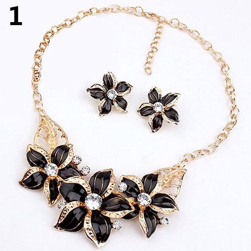 Thời Trang Nữ Kim Cương Giả Hoa Tuyên Bố Mặt Dây Chuyền Vòng Cổ Bông Tai Bộ Trang Sức