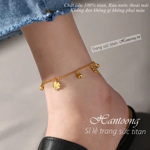 Lắc chân titan không gỉ hình cỏ 4 lá xinh xắn mẫu mới dành cho nữ