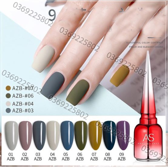 SET Sơn gel AS mã AZB mẫu chai đỏ nhọn 9 chai 15ml siêu HOT siêu xịn