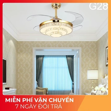 Quạt trần đèn dấu cánh, quạt đèn trang trí cánh xếp G28- quạt cánh cụp cánh xòe 3 chế độ sáng,điều khiển từ xa