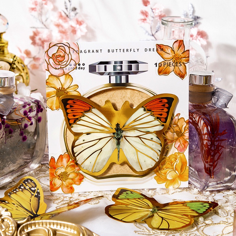 Sticker vintage dán trang trí 10 mếng Butterfly HD140 - K58 DIY Crafts, Scrapbook, Journal, Diary, Planner.