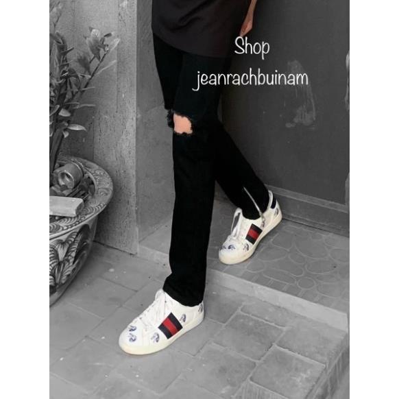 [ MẪU MỚI ] Quần jean nam, quân nam ống khóa chân dáng slim fit ống ôm côn, quần jean đen rách gối to co giãn có zipper