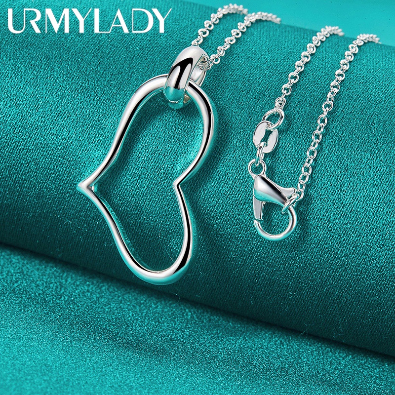 Mặt dây chuyền bạc 925 hình trái tim, dây xích 16-30 inch, thời trang cho nữ trong đám cưới và tiệc tùng