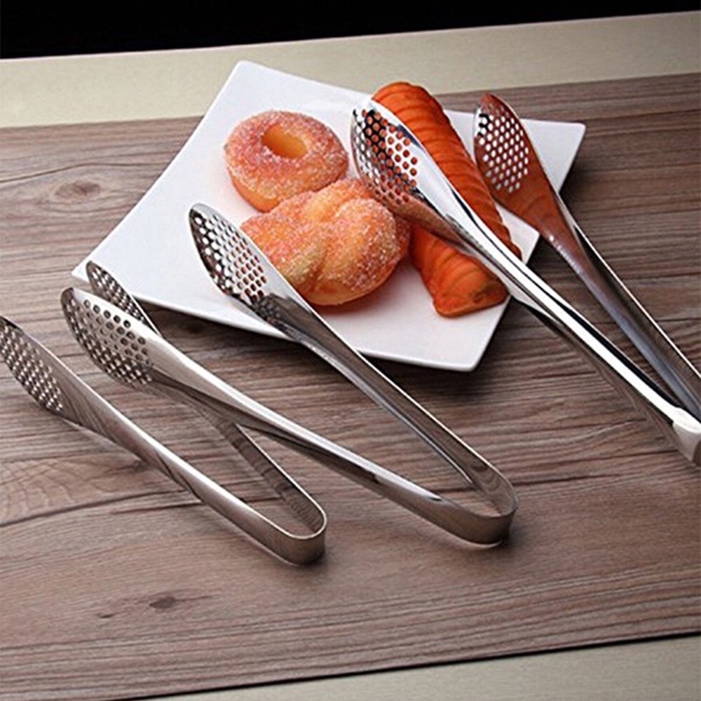 Kẹp xéo,kẹp không găng gắp thức ăn / salad bằng thép không gỉ,Kẹp đồ ăn đa năng thiết kế xéo nhiều lỗ