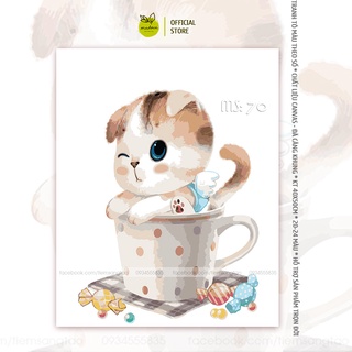 Tranh tô màu 40x50cm có khung Mèo kẹo T70