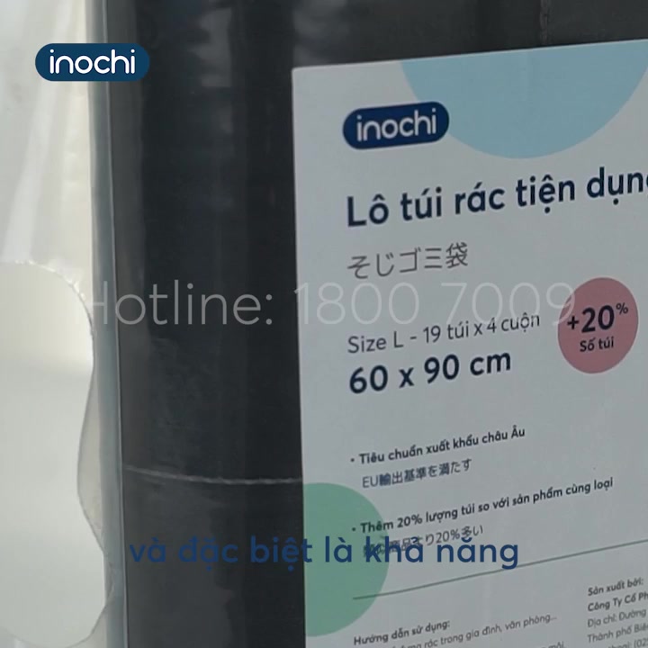 Túi rác tự huỷ sinh học Inochi có quai tiện dụng dạng cuộn nhiều màu ...