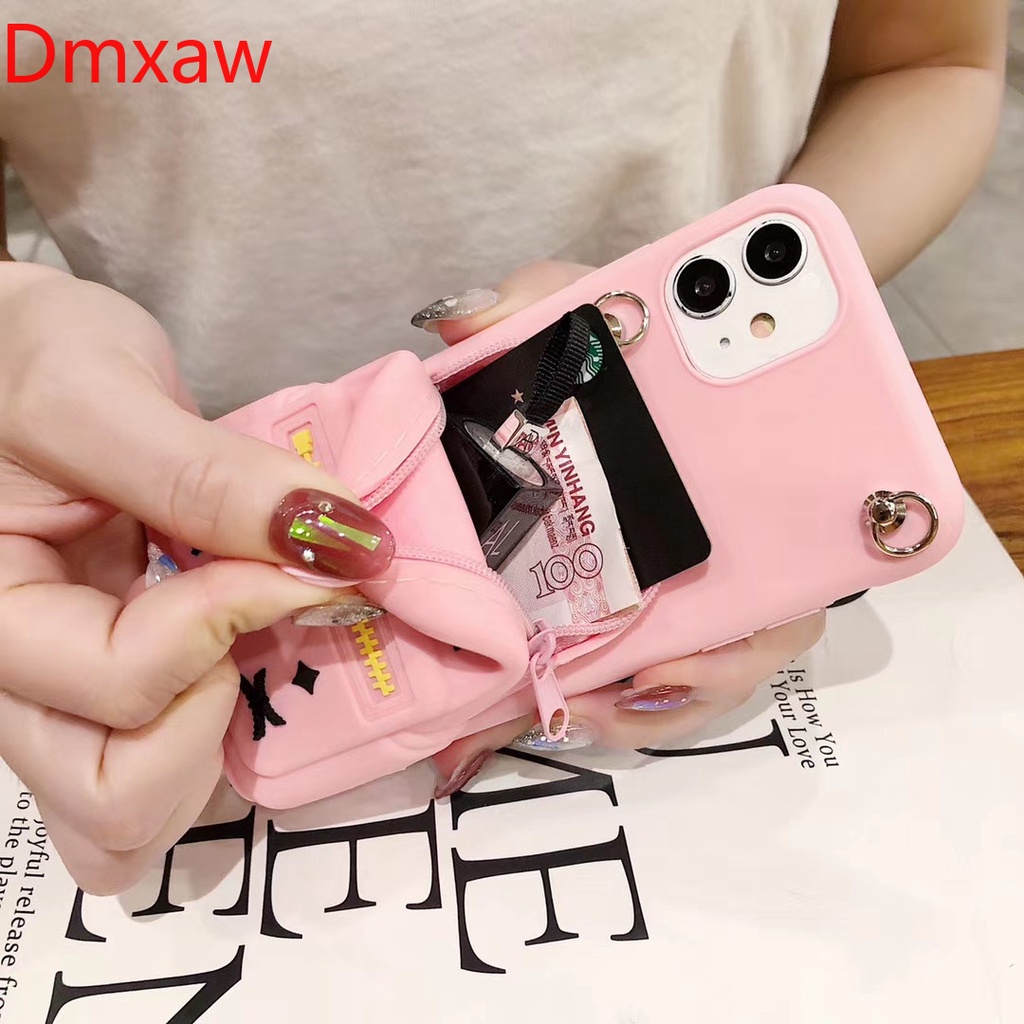 Ốp điện thoại mềm dạng ví sang trọng có dây đeo cho Samsung Galaxy A03S A02 A02S M02S M02 A22 A32 A82