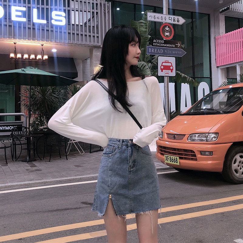 Ảnh Chân váy jean Màu Đen Lưng Cao Dáng Ôm Thời Trang Mùa Hè Phong Cách Hàn Quốc 1