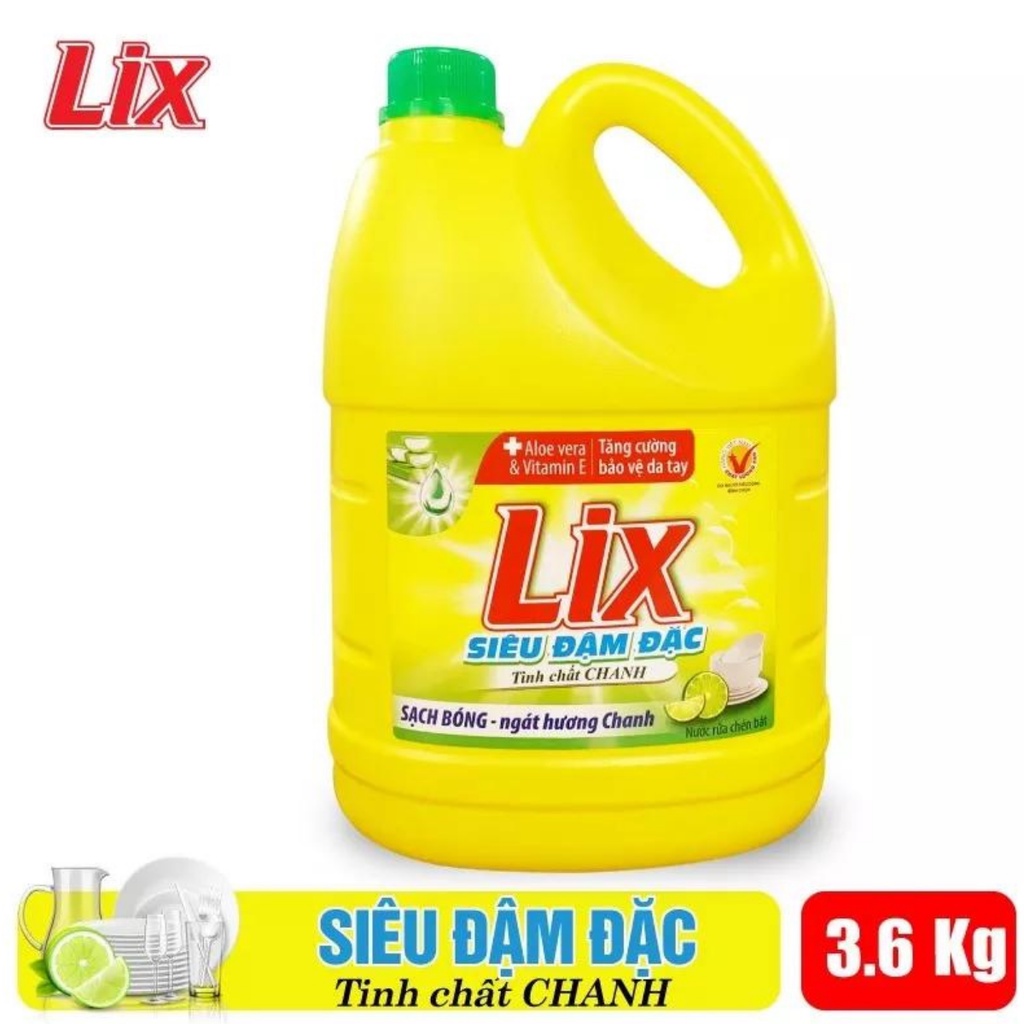 Ảnh Nước rửa chén siêu sạch chanh 3,5kg NS351 sạch bóng viết dầu mỡ hương chanh thơm mát - Lixco Vietnam 3