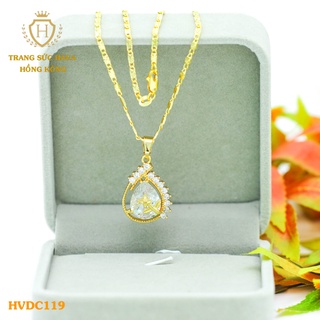 Dây Chuyền Nữ Titan, Vòng Cổ Mặt Đính Đá Xi Mạ Vàng Non 24k Cao Cấp - Trang Sức Hava Hong Kong
