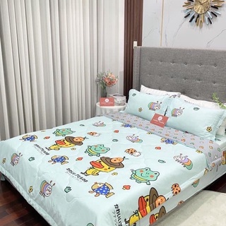 Chăn Ga Gối Cotton Living Set 5 Món, Ga Giường Cotton 100% Đủ Size