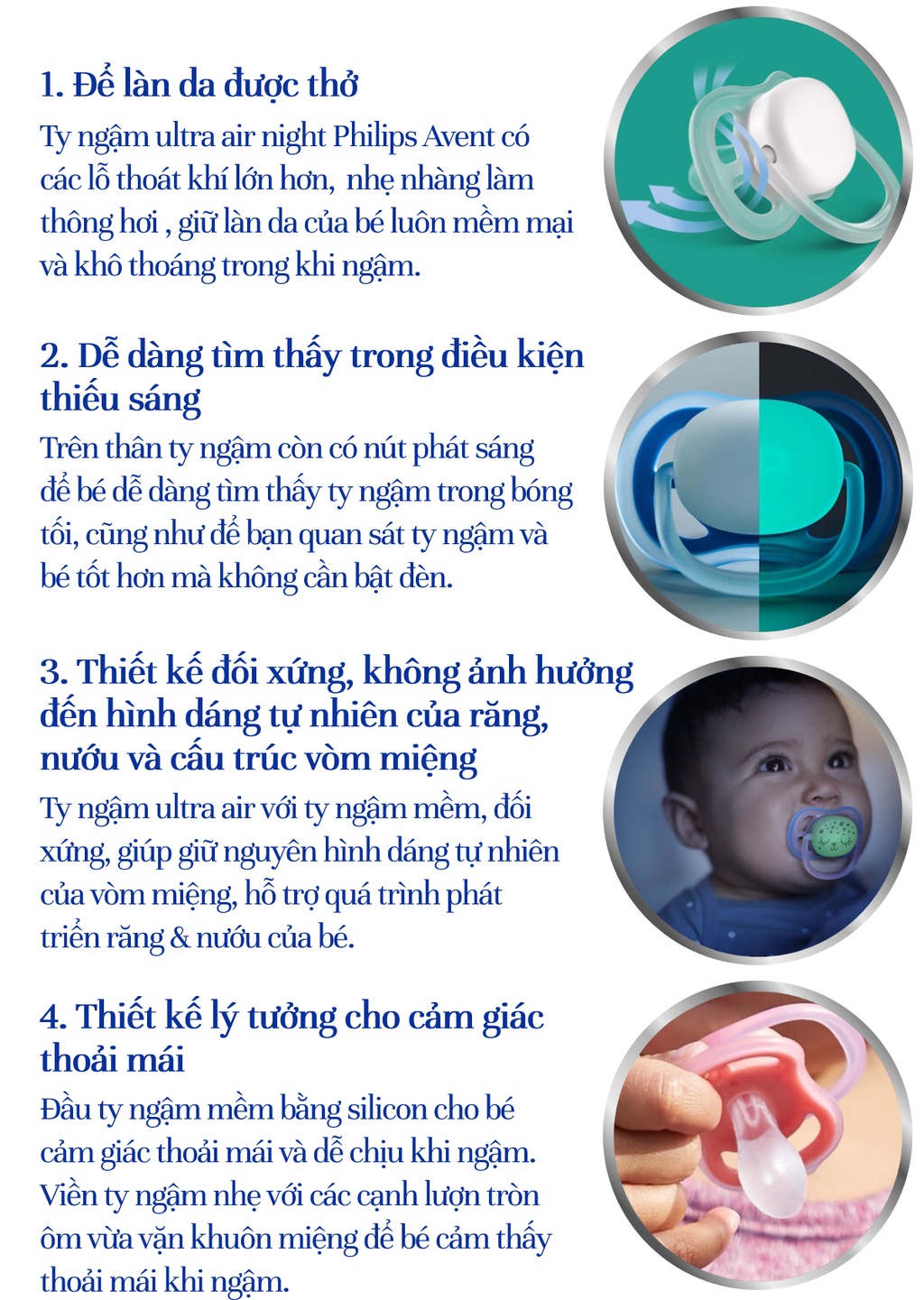 Mô tả Philips Avent núm ty ngậm ban đêm, vỉ đôi SCF376/10 SCF376/18 SCF376/19 SCF376/21 SCF376/13 - 2
