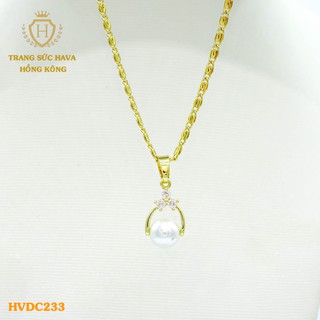 Dây Chuyền, Vòng Cổ Nữ Mặt Đính Đá, Titan Xi Mạ Vàng Non 24k Cao Cấp - Trang Sức Hava Hong Kong,,