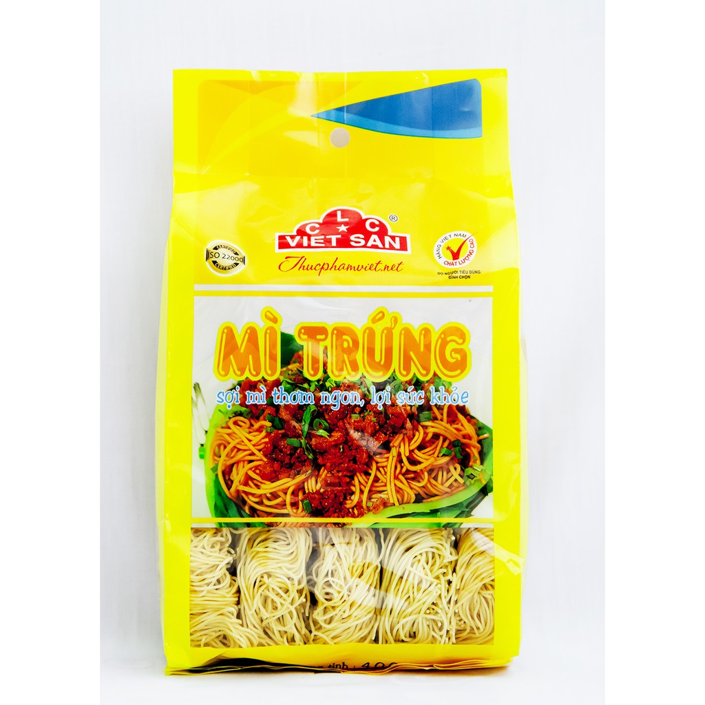 Mì Trứng Vắt Việt San 400g - Sợi Tròn Nhỏ Dai Ngon Nấu Mì Nước Xào Hải Sản Tiện Lợi Cho Gia Đình