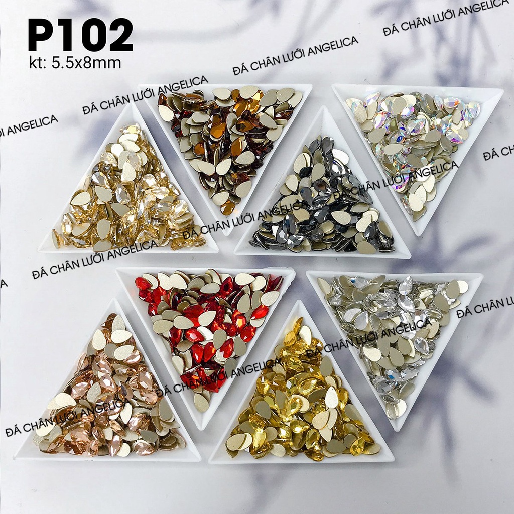 Túi 10 Viên Đá Nail Hình Giọt Nước Chân Bằng/Chân Vàng Trang Trí Móng ANGELICA P102