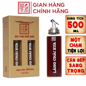 COMBO 02 Bình rót một chạm CAO CẤP One Touch Open Làng chài xưa 500 ml đựng dầu ăn, nước mắm
